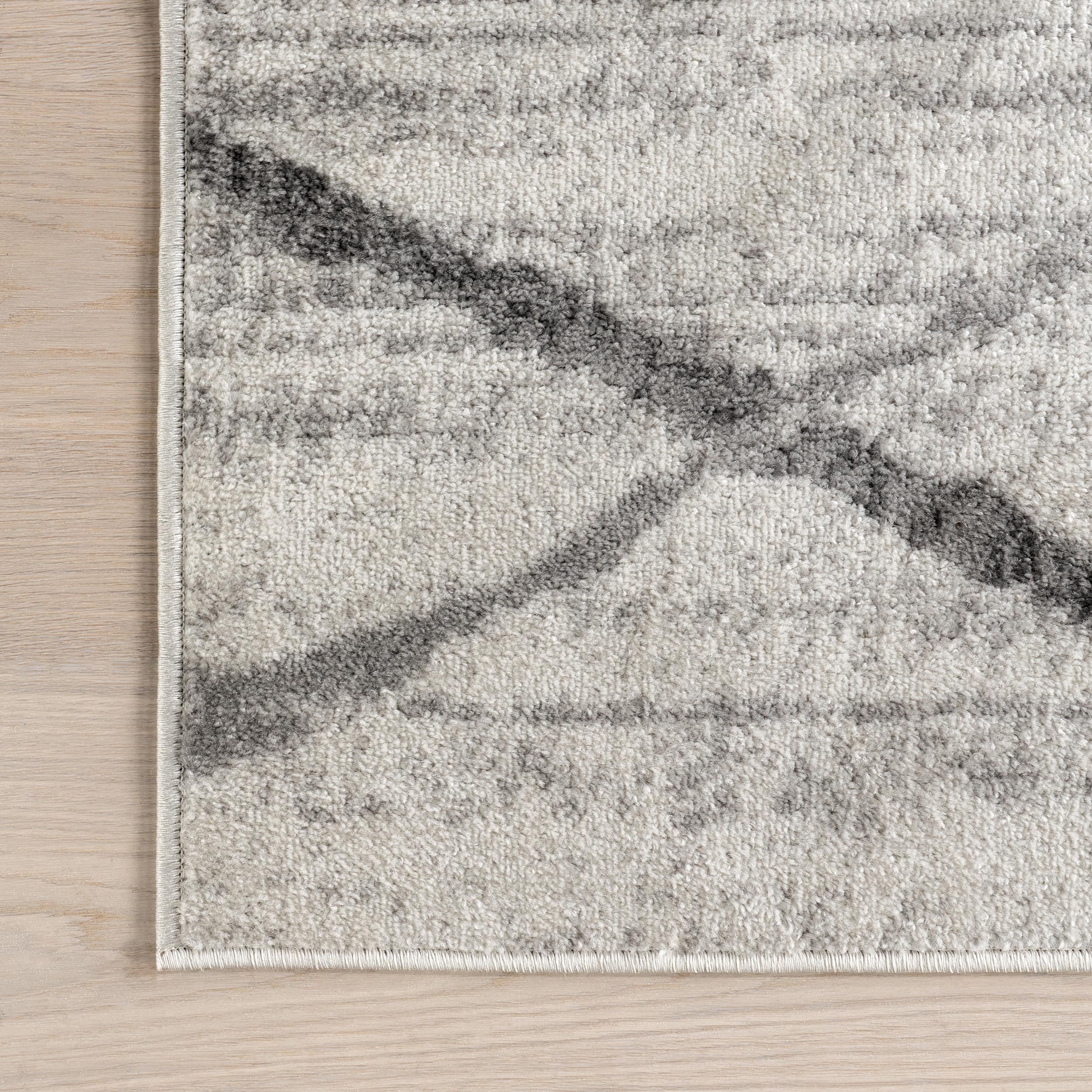 nuLOOM 2x3 Thigpen Contemporary Area Rug, Grey, Abstract Lines, Non-Slip Backing, Stain Resistant, For Bedroom, Dining Room, Living Room, Hallway, Office, Kitchen, Entryway