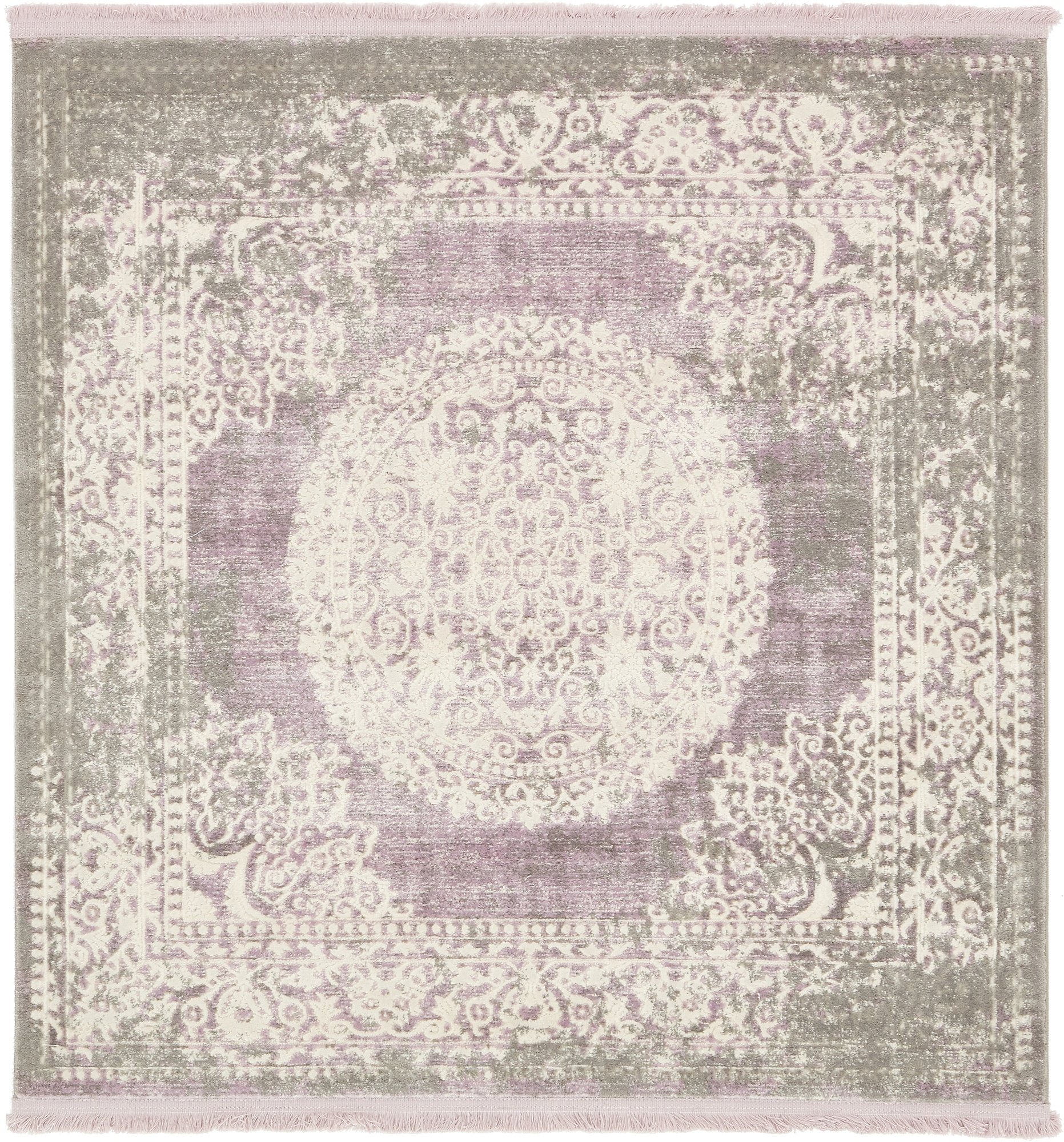 Unique Loom New Classical Collection Area Rug - Olwen (4'Square, Purple/ Gray)