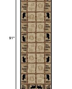 Rustic Lodge, Bear Cabin 2x8 Area Rug, 2'3"x7'7" Multi 7472