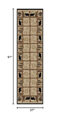 Rustic Lodge, Bear Cabin 2x8 Area Rug, 2'3"x7'7" Multi 7472