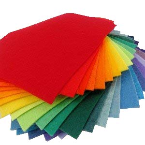 25 felt sheets - 6x6 inch rainbows colors - made in usa - merino wool blend felt