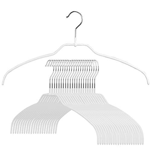 Mawa Reston Lloyd Silhouette Ultra-Thin Series, Non-Slip Space Saving Shirt Hanger, Style 42/FT, Pack of 20, White, 20 Count