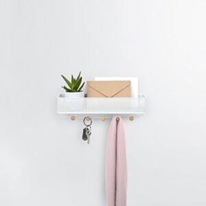 Umbra Estique Entryway Organizer, Great for Storing Keys, Small Accessories, Mail, Wallets and More, White Finish