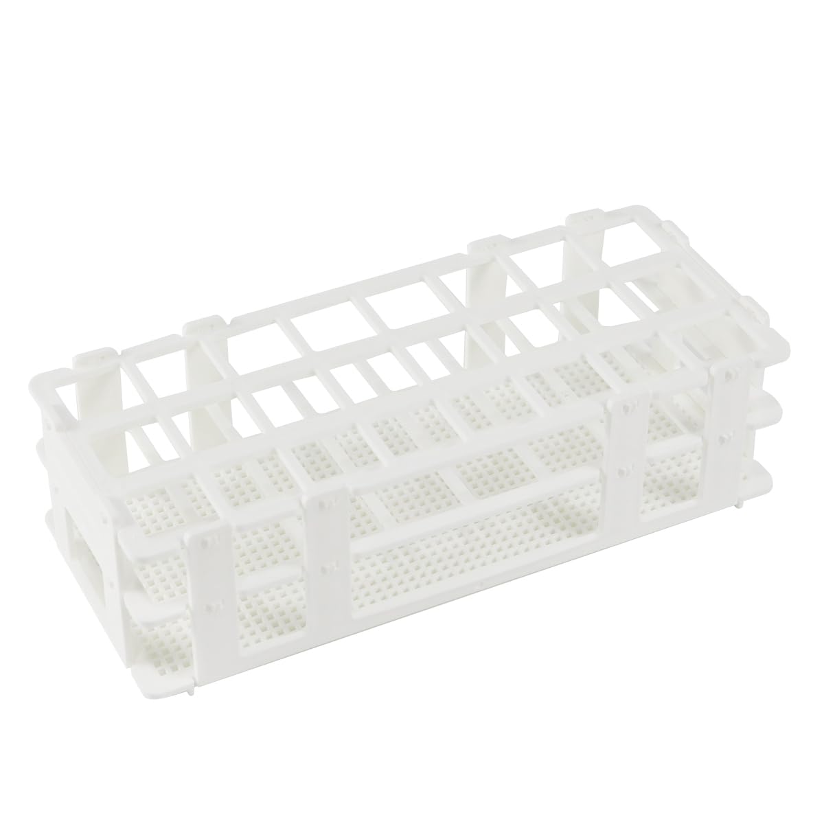 BIPEE Plastic Test Tube Rack, 24 Holes，Test Tube Holder for 25 mm Test Tubes, White Vial Holder, Detachable Test Tube Holder Rack (1pcs，24 Holes）