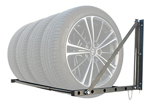 MaxxHaul 70489 Adjustable Wall Mount Folding Tire Storage Adjust From 32 to 48 inches Wide Up To 300 lbs Capacity.