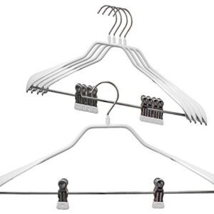 Mawa by Reston Lloyd BodyForm Series Non-Slip Space Saving Clothes Hanger with 2 Clips for Pants or Skirts, Style 42/LK, Set of 5, White