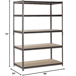 Muscle Rack UR482472PB5PAZ-SV Silver Vein Steel Storage Rack, 5 Adjustable Shelves, 4000 lb. Capacity, 72" Height x 48" Width x 24" Depth