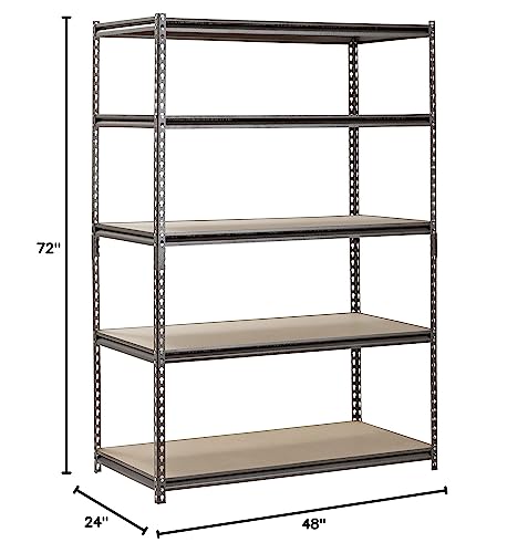 Muscle Rack UR482472PB5PAZ-SV Silver Vein Steel Storage Rack, 5 Adjustable Shelves, 4000 lb. Capacity, 72" Height x 48" Width x 24" Depth