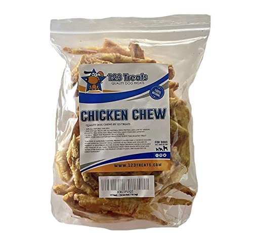 123 Treats Chicken Feet Dog Treats – 100% Natural Baked Chicken Feet for Dogs, Single Ingredient Chew Snacks, Support Joint & Dental Health | Excellent Source of Chondroitin (7 Ounces)