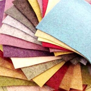 23 felt sheets - 6x6 inch heathered collection - made in usa - merino wool blend felt