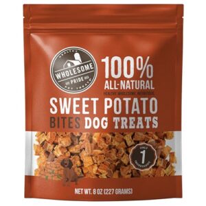 wholesome pride sweet potato bites 100% all-natural single ingredient dog treats, 8 oz