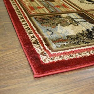 Mayberry Rug Woodlands Bear Rug, 5 ft 3 in x 7 ft 3 in, Red