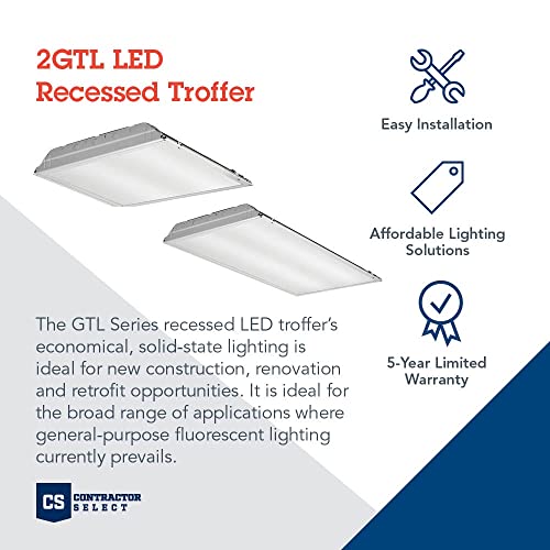 Lithonia Lighting 2GTL2 A12 120 LP840 2 ft. x 2 ft. GTL Prismatic Lens Lay-in 2000 lumens 4000K CCT, 1 Count (Pack of 1), Non-Dimmable