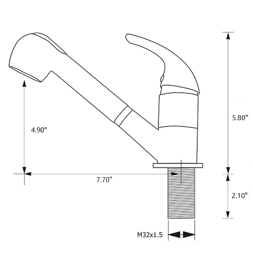 Derengge Stainless Steel Single Handle Pull Out Kitchen Faucet 1 Hole Kitchen Sink Faucet for Farmhouse, Camper, Laundry, Rv, Bar,EW-083L-BC