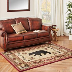 Mayberry Rug Woodlands Bear Rug, 5 ft 3 in x 7 ft 3 in, Red