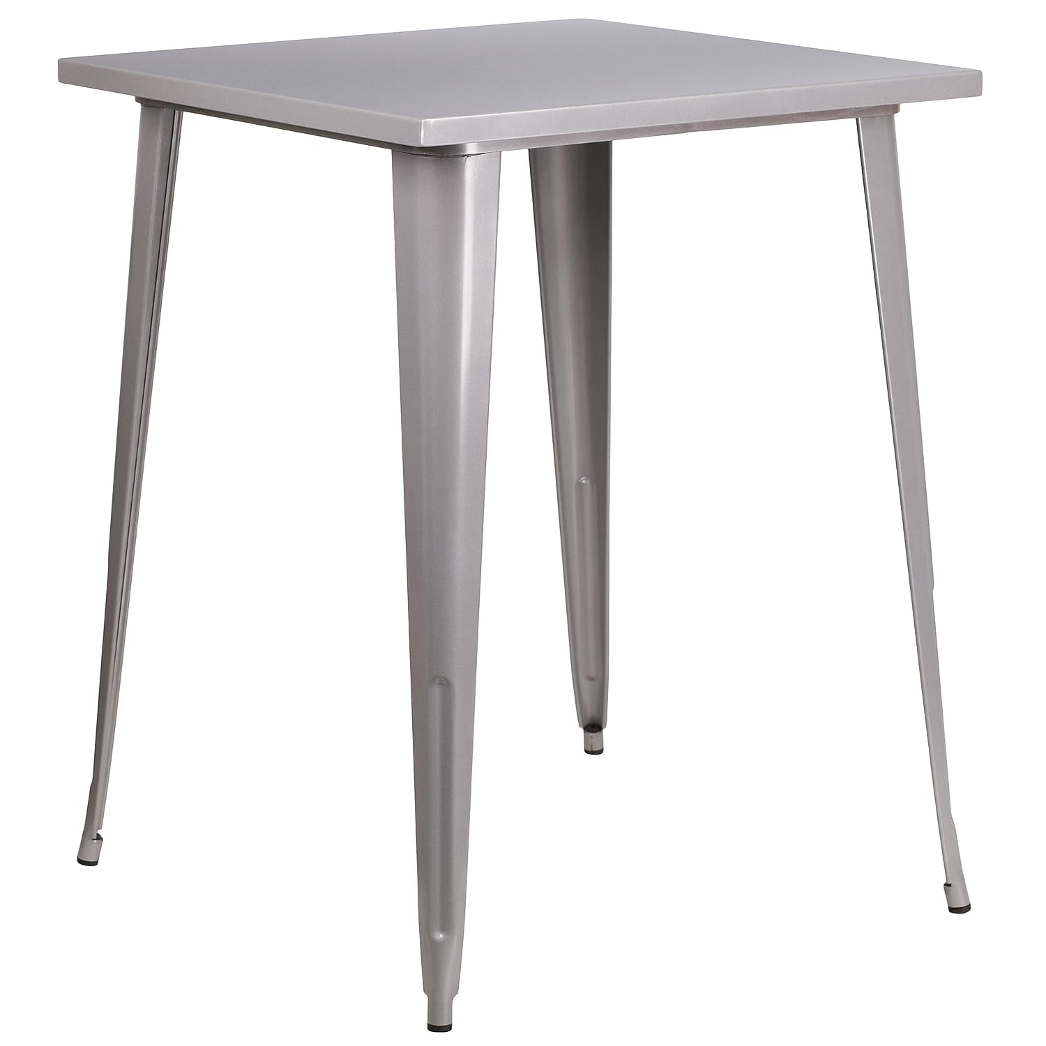 Flash Furniture Nolan Commercial Grade 31.5" Square Silver Metal Indoor-Outdoor Bar Height Table