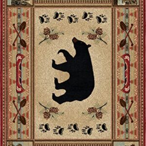 Mayberry Rug Woodlands Bear Rug, 5 ft 3 in x 7 ft 3 in, Red