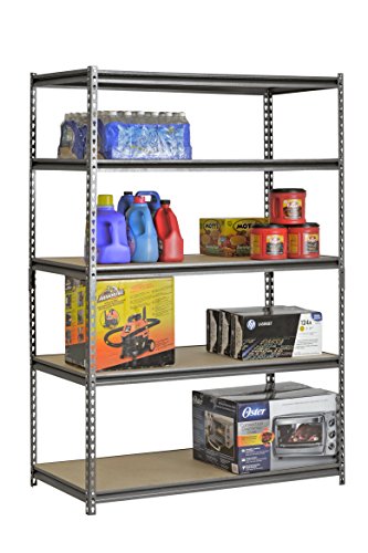 Muscle Rack UR482472PB5PAZ-SV Silver Vein Steel Storage Rack, 5 Adjustable Shelves, 4000 lb. Capacity, 72" Height x 48" Width x 24" Depth