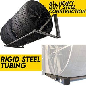 MaxxHaul 70489 Adjustable Wall Mount Folding Tire Storage Adjust From 32 to 48 inches Wide Up To 300 lbs Capacity.