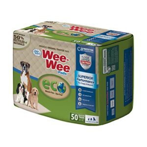 Four Paws Wee-Wee Superior Performance Eco Pee Pads for Dogs - Earth-Friendly Dog & Puppy Pads for Potty Training - Dog Housebreaking & Puppy Supplies - 22" x 23" (50 Count),White