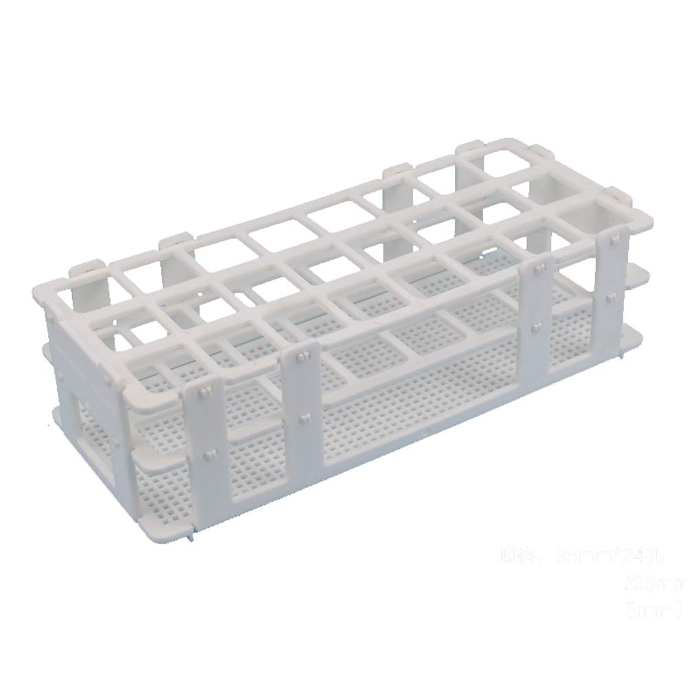 BIPEE Plastic Test Tube Rack, 24 Holes，Test Tube Holder for 25 mm Test Tubes, White Vial Holder, Detachable Test Tube Holder Rack (1pcs，24 Holes）