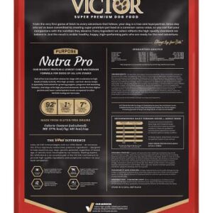 Victor Super Premium Dog Food – Purpose - Nutra Pro – Gluten Free, High Protein Low Carb Dry Dog Food for Active Dogs of All Ages – Ideal for Sporting Dogs, Pregnant or Nursing Dogs & Puppies, 15lbs