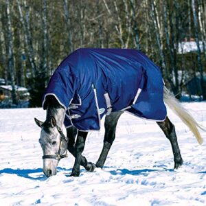 WeatherBeeta ComFiTec Essential Combo Neck Heavy Horse Blanket, Navy/Silver/Red, 78"