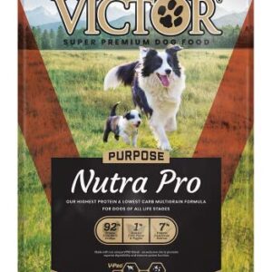 Victor Super Premium Dog Food – Purpose - Nutra Pro – Gluten Free, High Protein Low Carb Dry Dog Food for Active Dogs of All Ages – Ideal for Sporting Dogs, Pregnant or Nursing Dogs & Puppies, 15lbs