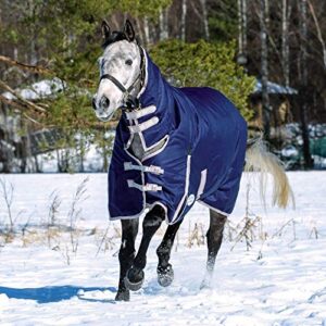 WeatherBeeta ComFiTec Essential Combo Neck Heavy Horse Blanket, Navy/Silver/Red, 78"