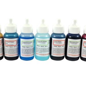 AmScope SK-6 Microscope Stains Vital Stain Kit - 7 Bottle Set, 6 Different Stains for Microscope Slides, Used on Living Cells Without Killing Them