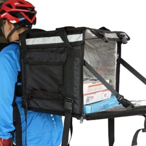 PK-64B: Big Pizza/Food Delivery Bag for Motorcycle or Bicycle, 16"x16"x16", with Metal Rack for Motorcycle Use