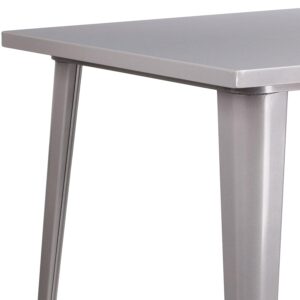 Flash Furniture Nolan Commercial Grade 31.5" Square Silver Metal Indoor-Outdoor Bar Height Table