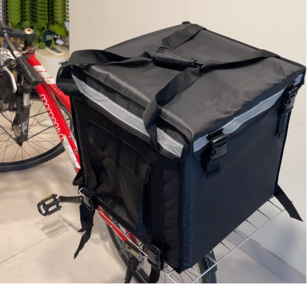 PK-92V: Large Rigid Heavy Duty Food Delivery Box for Motorcycle, Insulated Pizza Delivery Bag for Bicycle/Scooter, Top Loading, 18" x 18" x 18", Collapsible, Waterproof