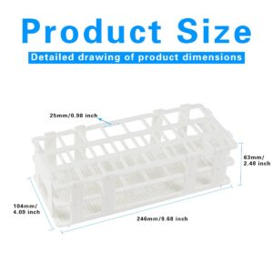 BIPEE Plastic Test Tube Rack, 24 Holes，Test Tube Holder for 25 mm Test Tubes, White Vial Holder, Detachable Test Tube Holder Rack (1pcs，24 Holes）