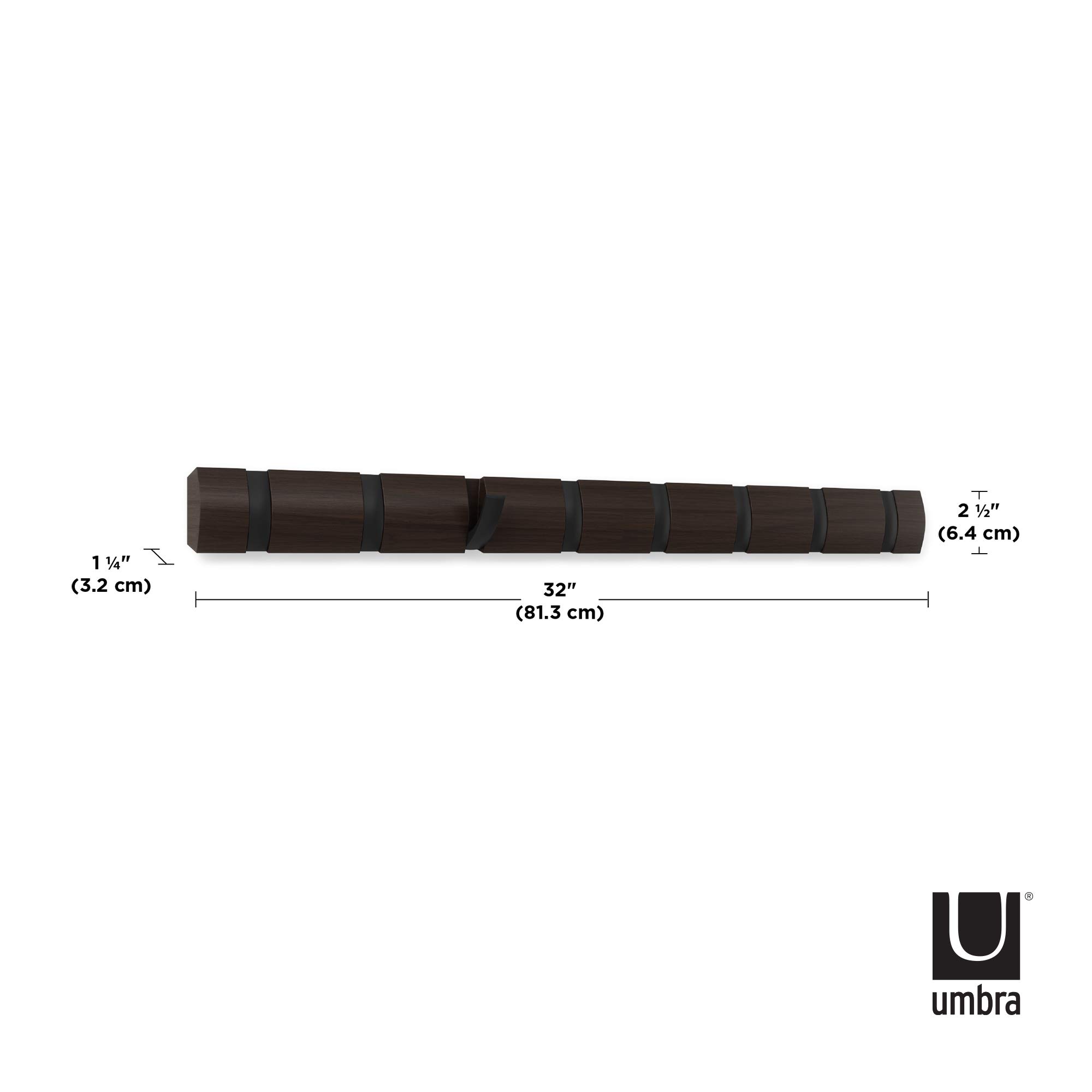 Umbra Flip 8-Wall Mounted Hook (Black-Walnut)