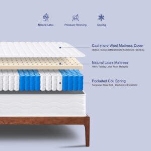 Sunrising Bedding 8” Natural Latex Full Mattress, Individually Encased Pocket Coil, Firm, Supportive, Naturally Cooling, Organic Mattress, 120-Night Free Trial, 20-Year Warranty