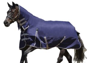 weatherbeeta comfitec essential combo neck heavy horse blanket, navy/silver/red, 78"