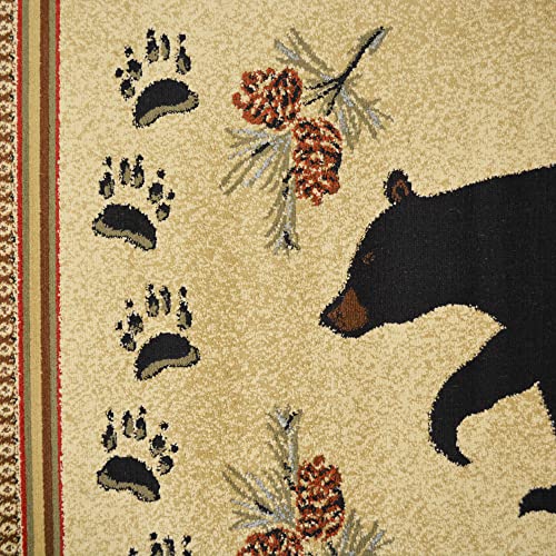 Mayberry Rug Woodlands Bear Rug, 5 ft 3 in x 7 ft 3 in, Red