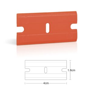 EHDIS Plastic Razor Blades 100 PCS Double Edged Plastic Blade for Safety Glass Scraper and Plastic Razor Scraper Tool for Remove Decals Stickers Adhesive Label Glue and Glass Clean-Orange