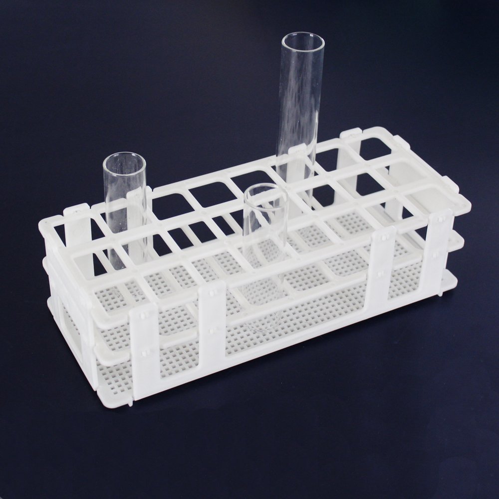 BIPEE Plastic Test Tube Rack, 24 Holes，Test Tube Holder for 25 mm Test Tubes, White Vial Holder, Detachable Test Tube Holder Rack (1pcs，24 Holes）