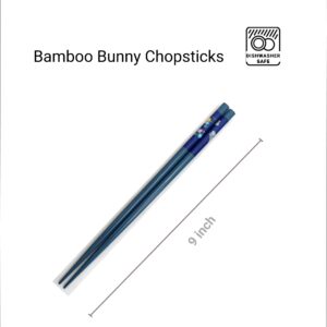 JapanBargain 3644, Bamboo Chopsticks Reusable Japanese Chinese Korean Chopsticks Set Wood Chop Sticks Hair Sticks 5 Pair Gift Set Dishwasher Safe, 9 inch (1, Bunny/Color)