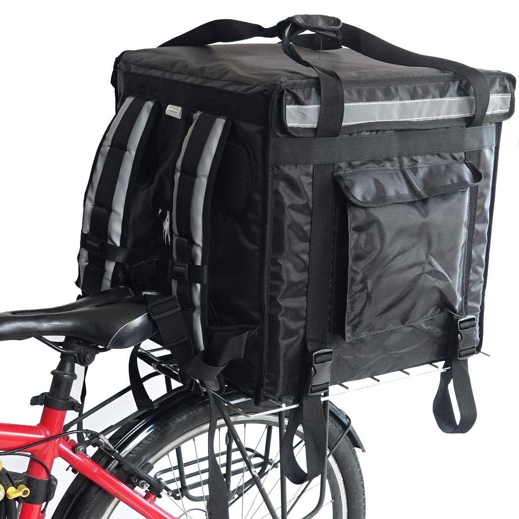 PK-92V: Large Rigid Heavy Duty Food Delivery Box for Motorcycle, Insulated Pizza Delivery Bag for Bicycle/Scooter, Top Loading, 18" x 18" x 18", Collapsible, Waterproof