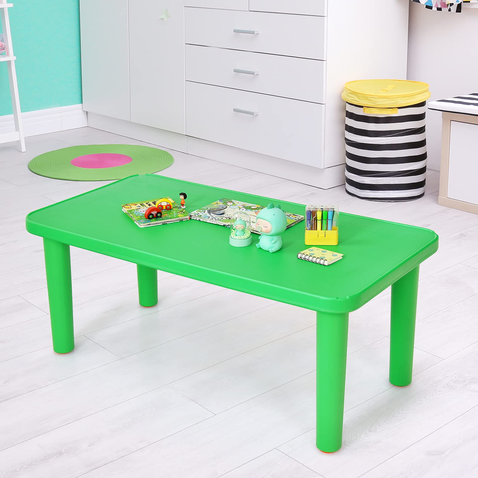 Costzon Kids Plastic Table, Portable Plastic Learn and Play Table for School Home Play Room, Activity Play Table (Table)