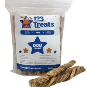 Beef Tripe Sticks for Dogs (6" - 25 Count) All Natural Dog Treats from Free Range, Grass Fed Beef Dog Chews Safe & Easily Digestible – Lasting Twist Sticks - Great for Puppies & Senior Dogs