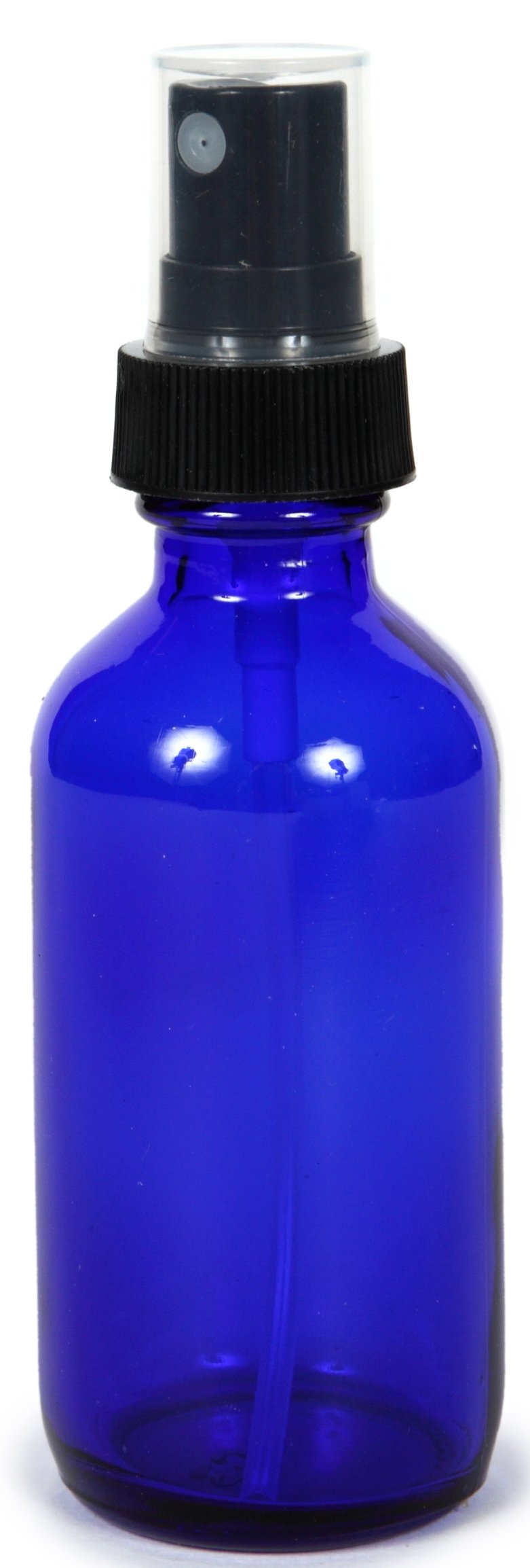 6, Cobalt Blue, 2 oz Glass Bottles, with Black Fine Mist Sprayers