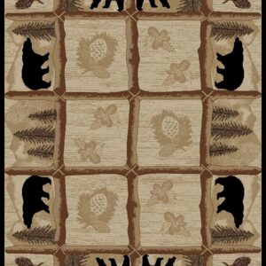 Rug Empire Rustic Lodge Area Rug, Bear Cabin, 2X3