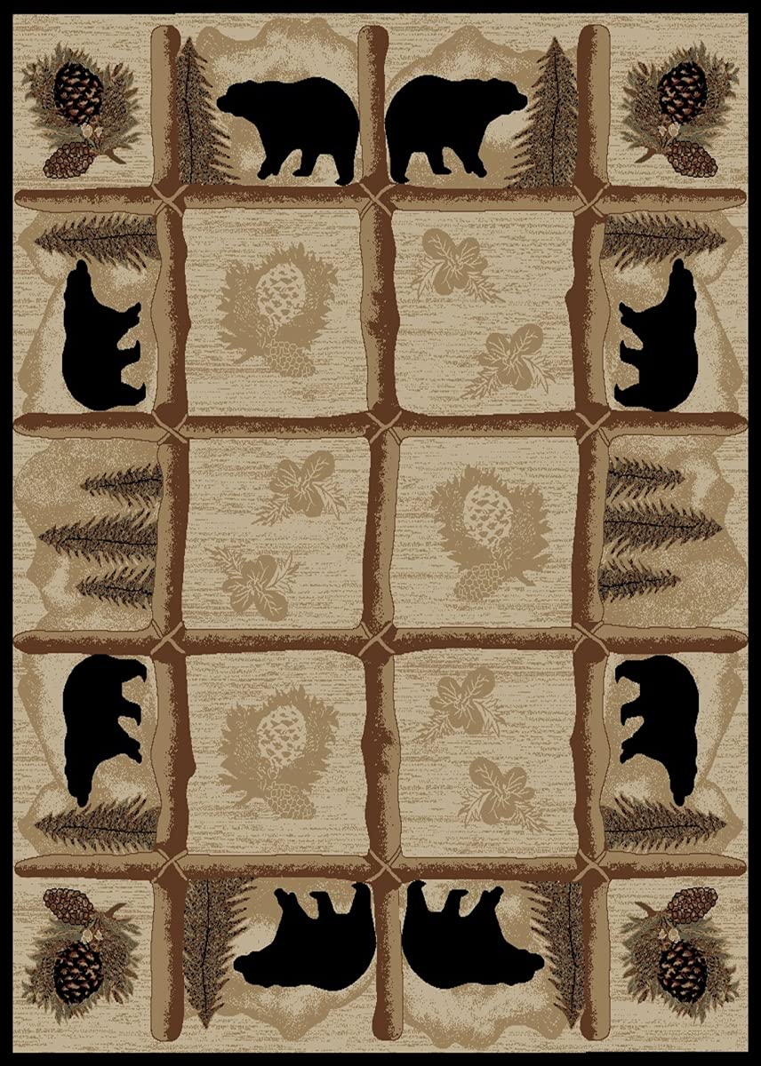 Rug Empire Rustic Lodge Area Rug, Bear Cabin, 2X3