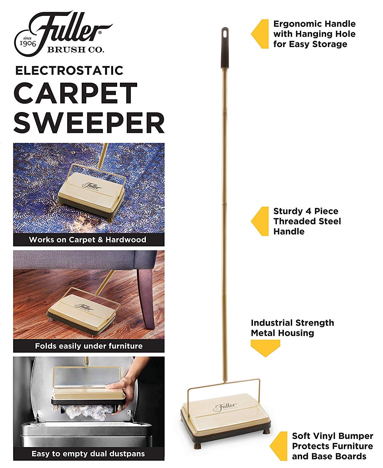 Fuller Brush Carpet Sweeper - Gold