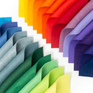 birsppy 25 felt sheets - 6"x12" rainbows colors - made in usa - merino wool blend felt - otr felt