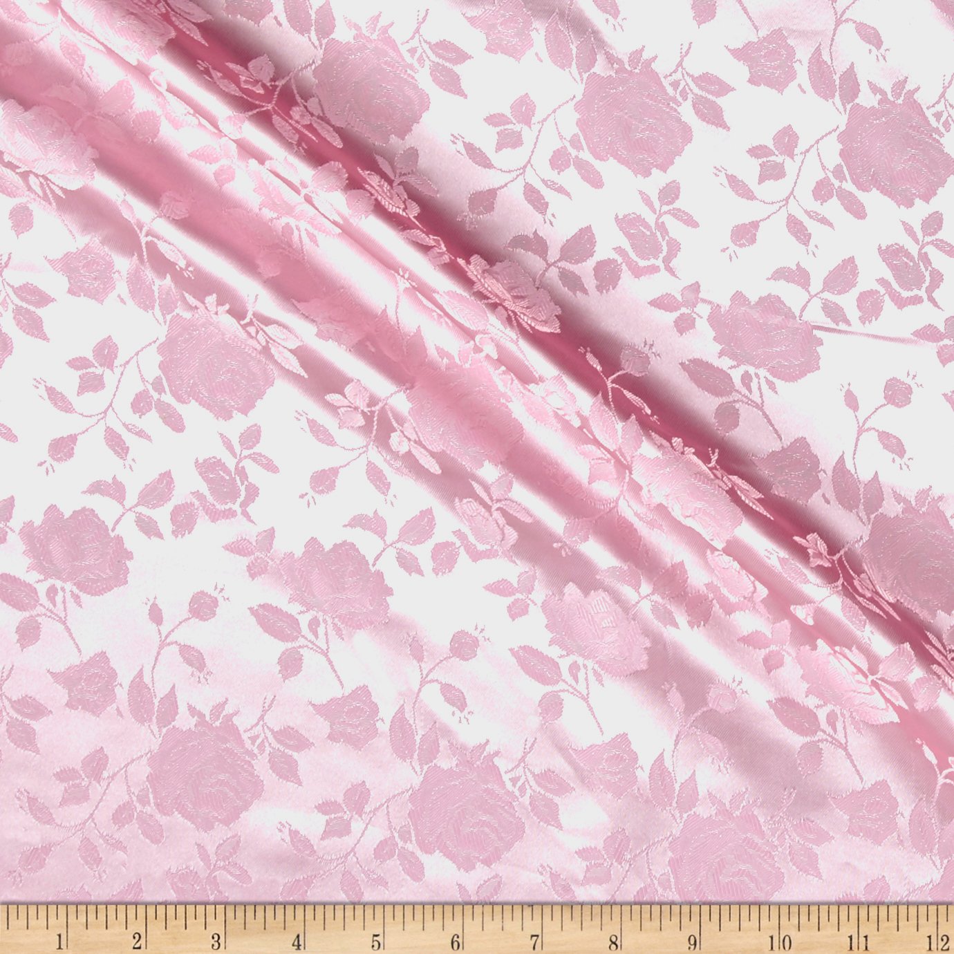 Rose Satin Jacquard Pink, Fabric by the Yard